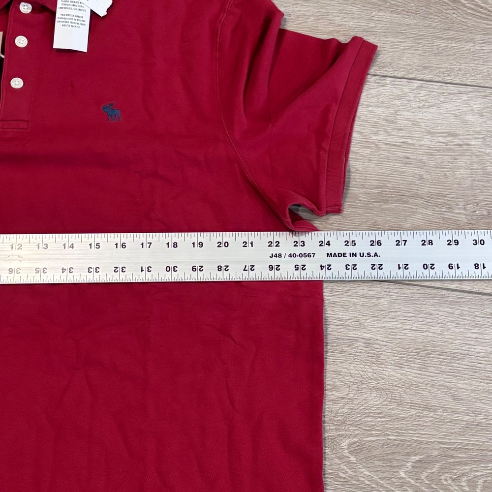 Abercrombie & Fitch Polo Shirt Mens XXL Red Stretch Relaxed Preppy Casual New - Picture 5 of 7